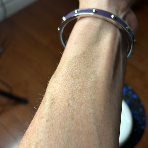 Coach Silver Tone and Purple Enamel Bangel - Picture 9 of 12